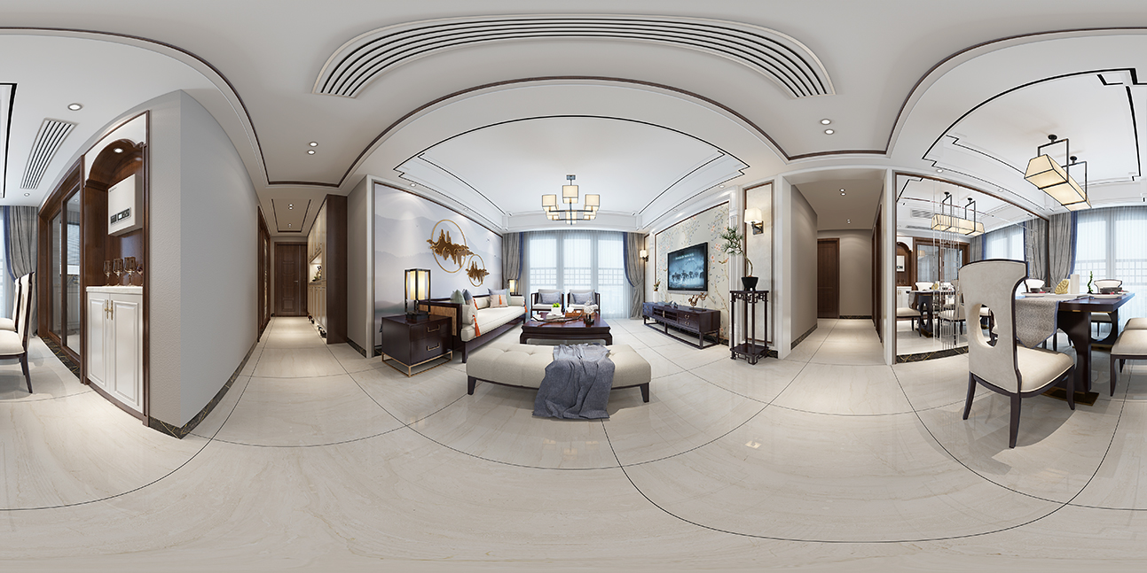 大理石瓷砖安塔娜米白IPGS90070客餐厅空间效果图