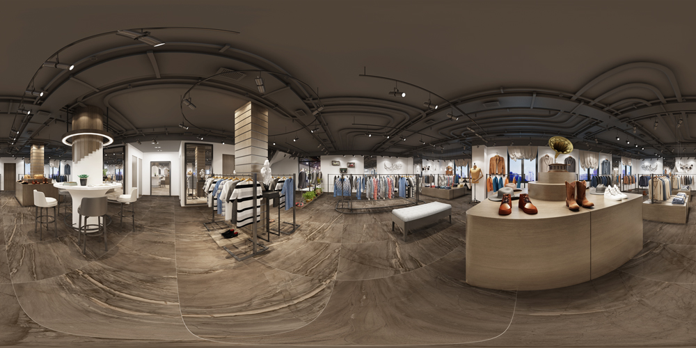 大理石瓷砖半岛迷情(咖色)IPGS90035品牌服装专卖店商业空间效果图1
