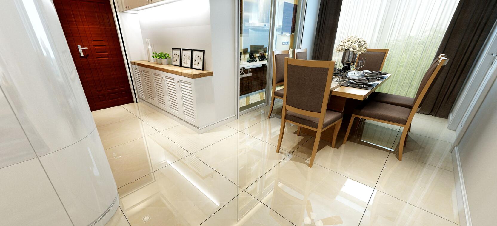 大理石瓷砖维纳斯黄IPGS90044餐厅空间效果图1